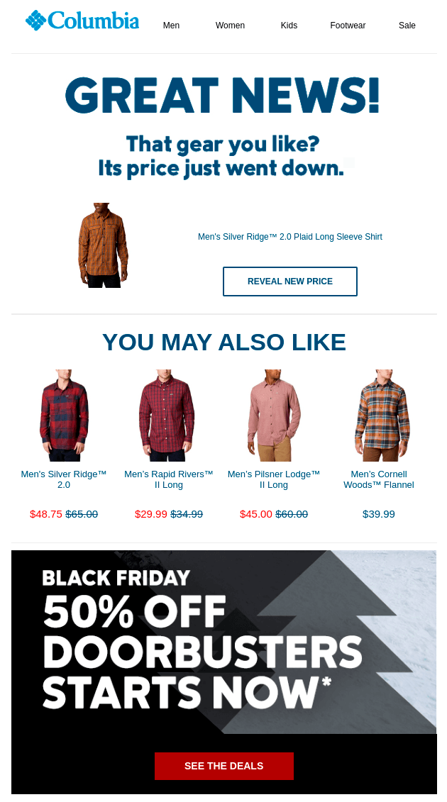 Example of lead nurturing email from Columbia