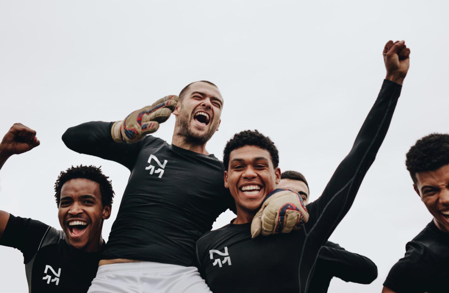 Football team celebrating