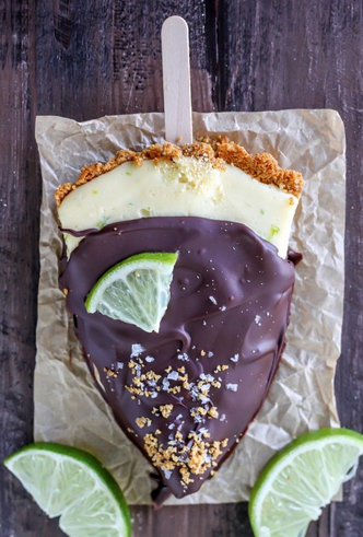 Key lime pie on a stick