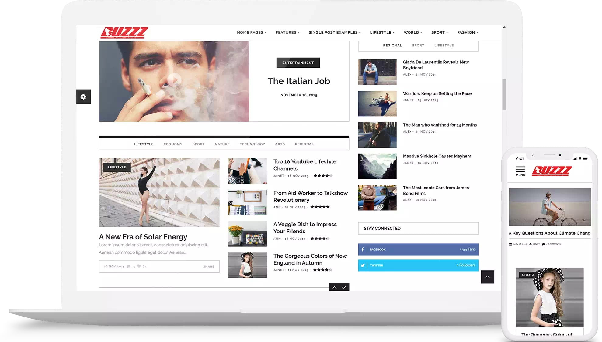 Mockup of Buzzz's old website theme