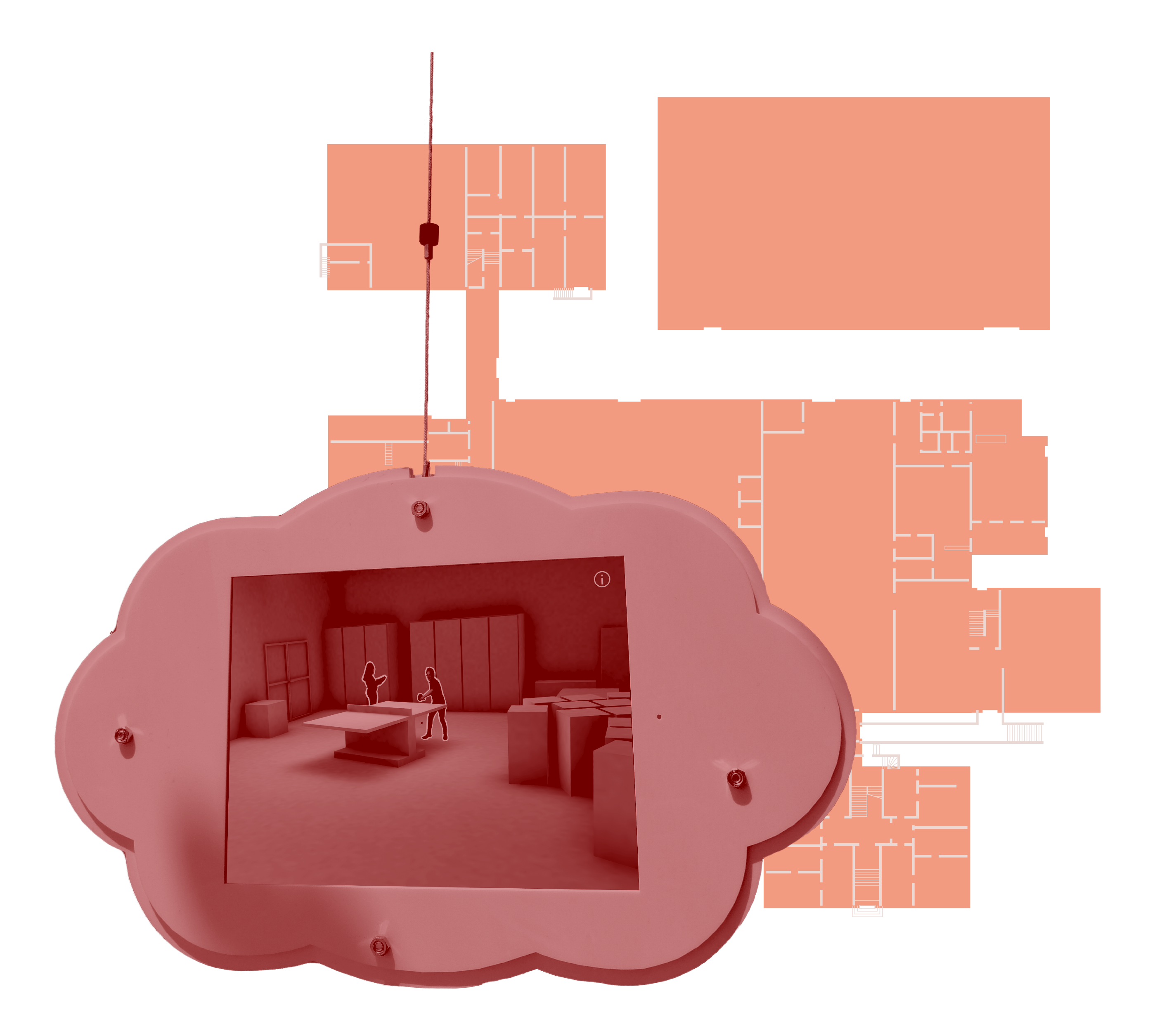Project preview: AR Campus. A cloud-shaped display showing the 3D model of a room. The background shows a stylized map of Hof University's Campus Münchberg.