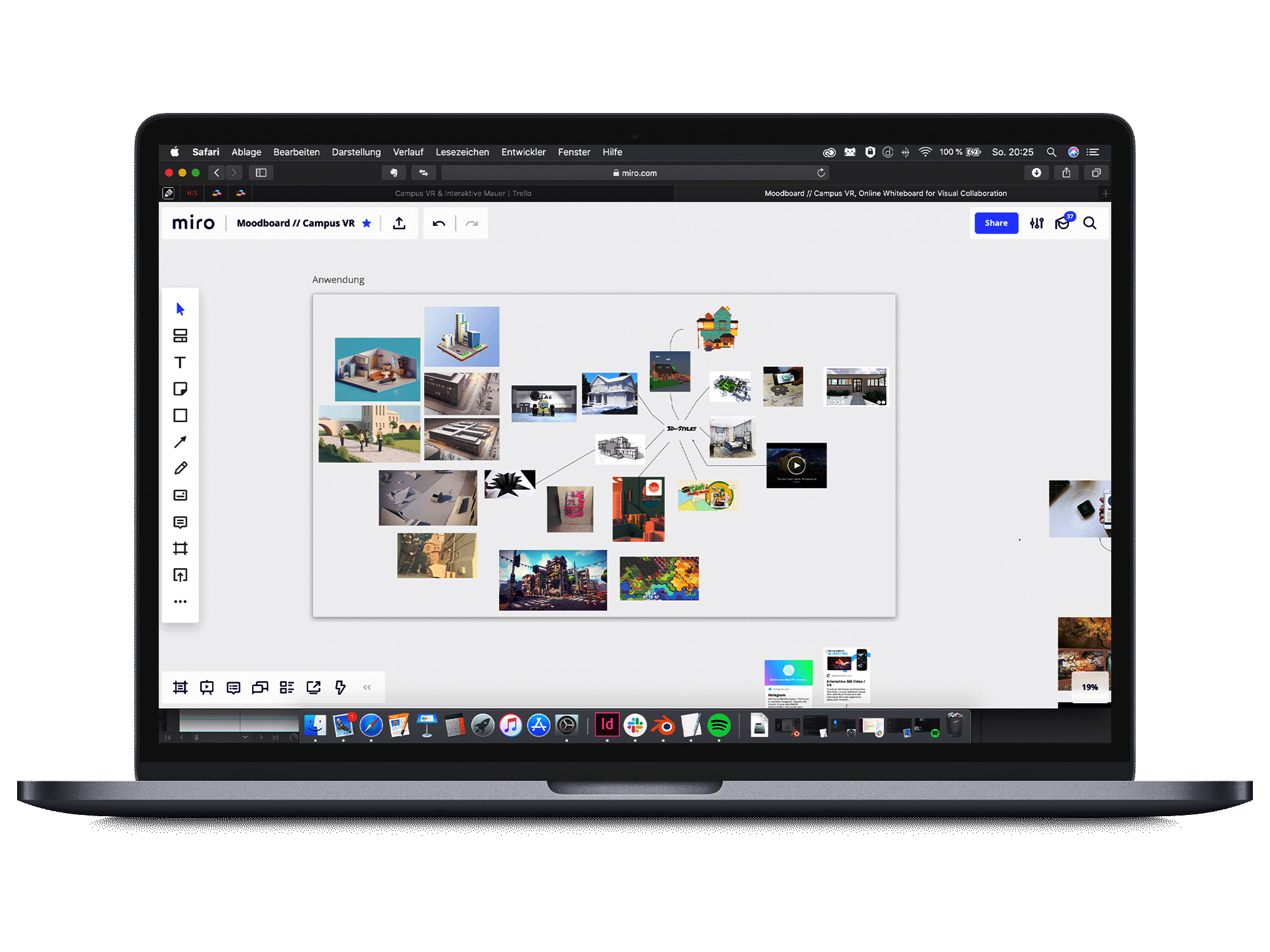 A GIF loop of a Macbook Pro showing the software used for AR Campus one after another.
