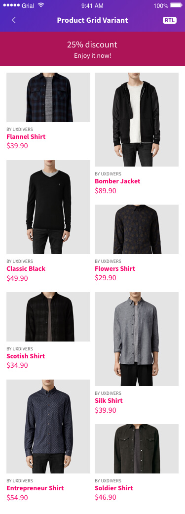 Products Grid Variant Page Xamarin.Forms XAML