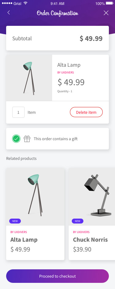 Order Confirmation Page Xamarin.Forms XAML
