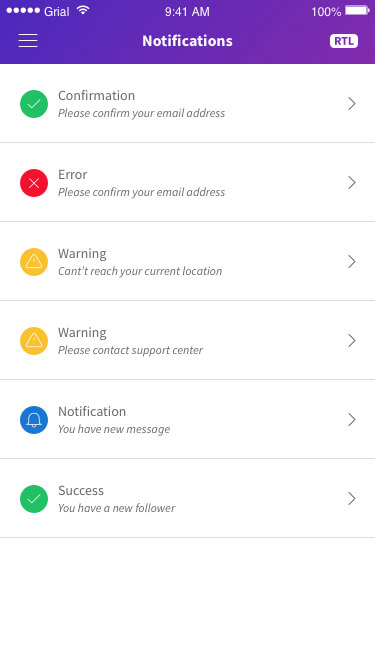 Notifications Page Xamarin.Forms XAML