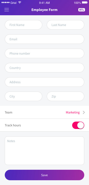 Employee Form Page Xamarin.Forms XAML