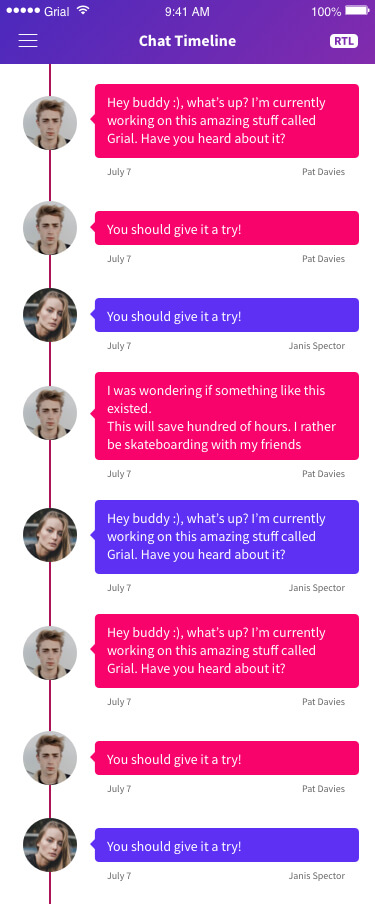 Chat Timeline Page Xamarin.Forms XAML