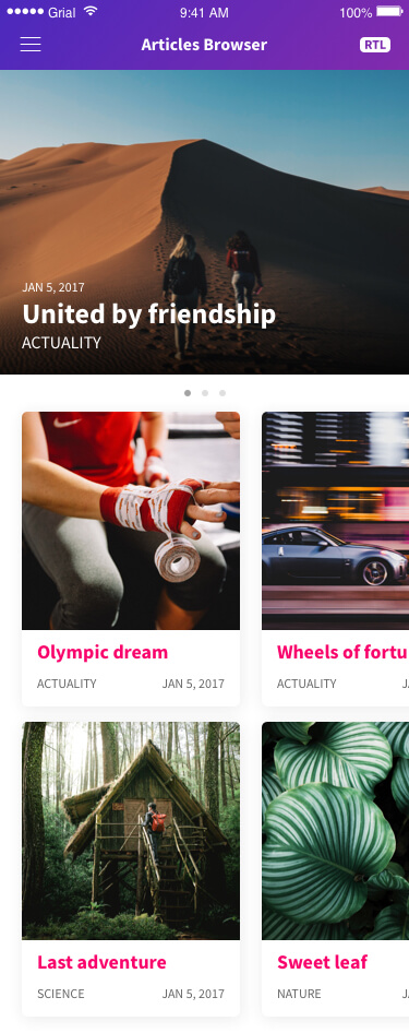 Articles Browser Page Xamarin.Forms XAML