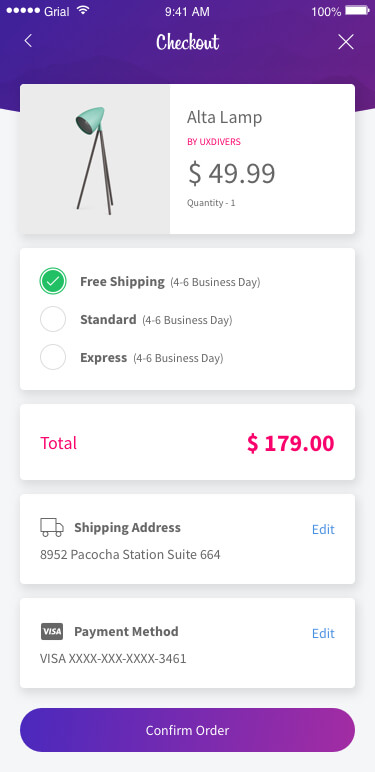 Checkout Page Xamarin.Forms XAML Checkout Page