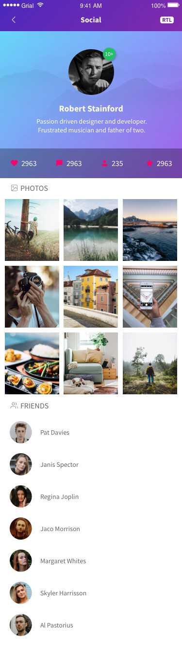 Social Page Xamarin.Forms XAML