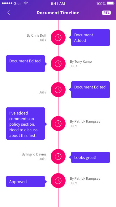 Document Timeline Page Xamarin.Forms XAML