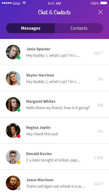 Chat Main Messages Page Xamarin.Forms XAML