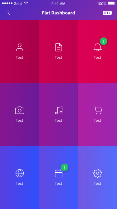Flat Dashboard Page Xamarin.Forms XAML