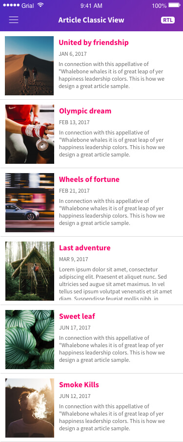 Articles Classic View Page Xamarin.Forms XAML