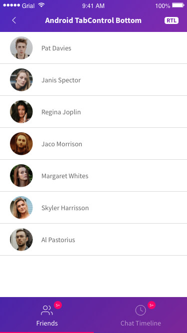 Grial Android Bottom TabControl Page Xamarin.Forms XAML