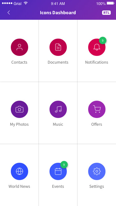 Icons Dashboard Page Xamarin.Forms XAML
