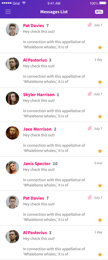 Messages List Page Xamarin.Forms XAML