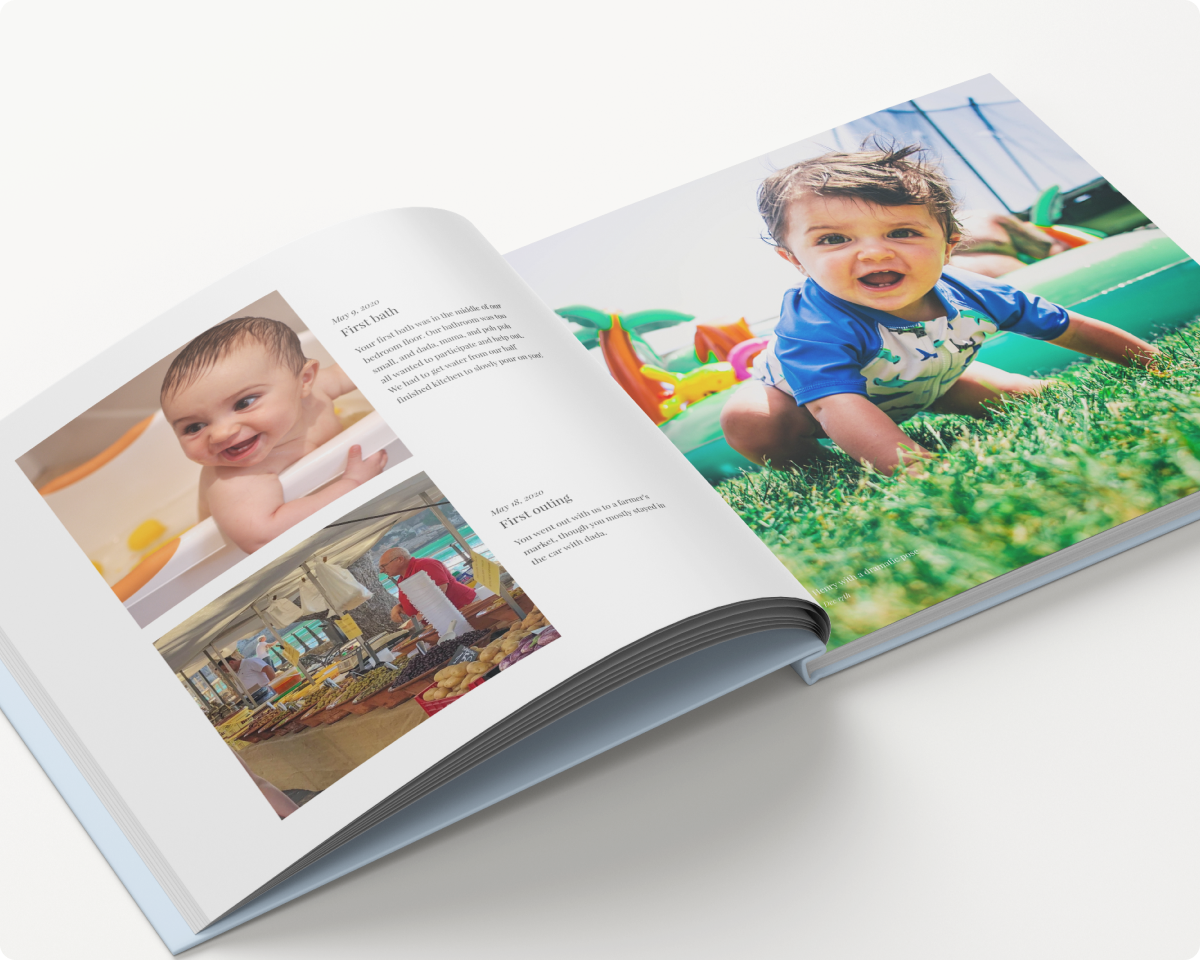 Spread inside of the book, baby's firsts