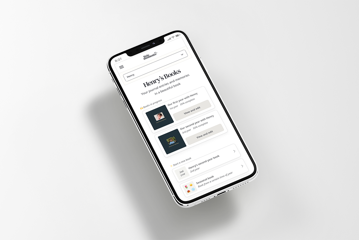 Book editor page on an iphone