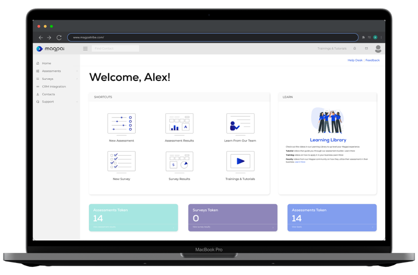 Mockup of an the magpai back office on a macbook pro