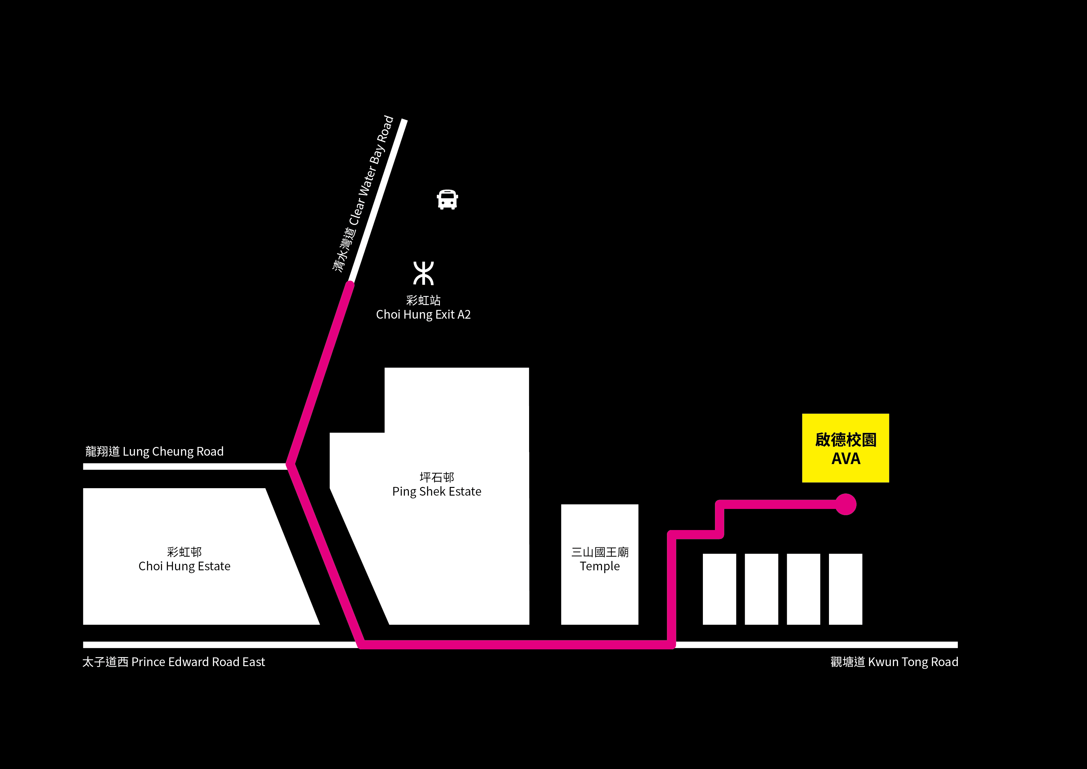 A passenger map for going to Academy of Visual Arts campus