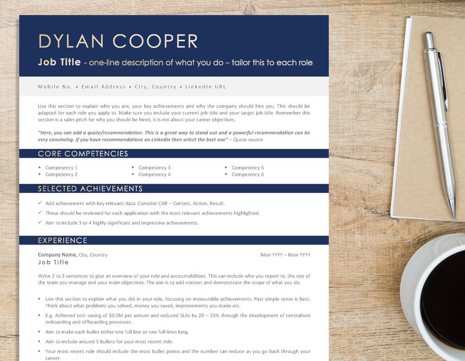 A Standard Top To Bottom CV Template Designed For The Dubai Market By The English Meeting Room