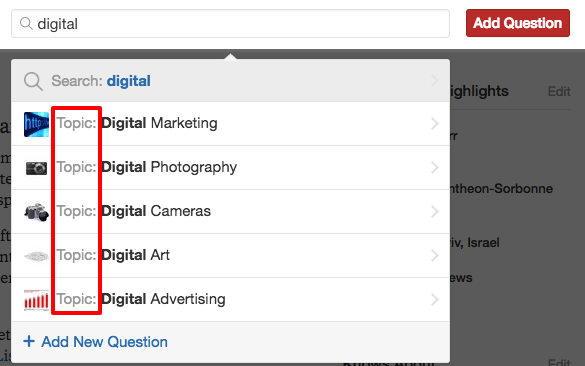 Quora search query box