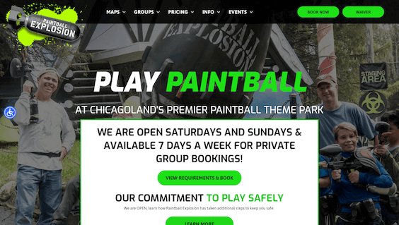 Screenshot of Paintball Explosion homepage