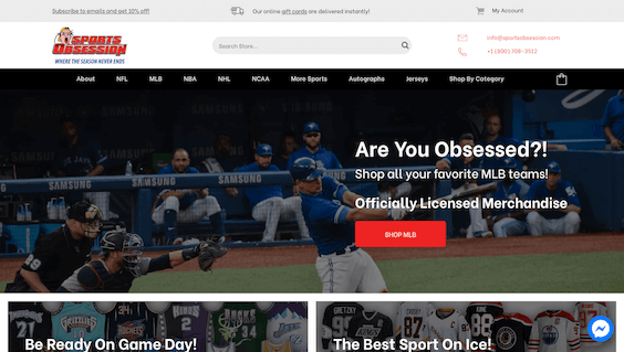 Screenshot of Sports Obsession homepage