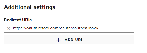 Image of the additional settings section in DocuSign with the Oauthcallback in the field