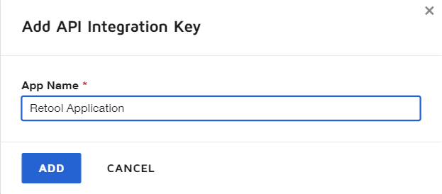 Image showing where to type in the App Name on the 'Add API integration Key' section of Docusign 