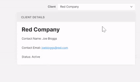 gif showing the dropdown selecting a company and the details that show for each