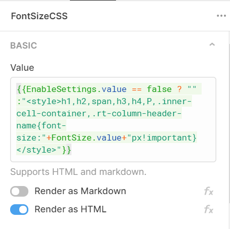 CSS for font size as a ternary