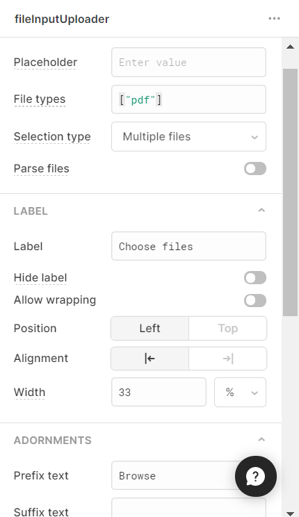 file type accepted in the file input uploader