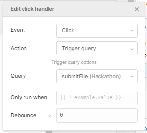 click handler for the submit file button to trigger submit query