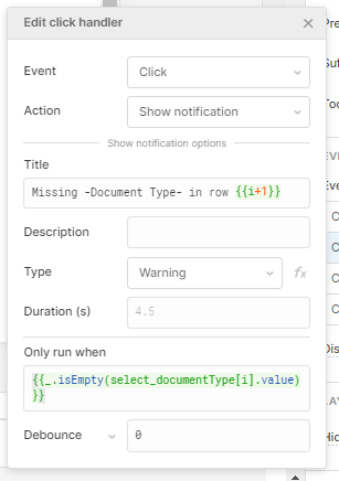 notification for the data validation on submit - file type is missing