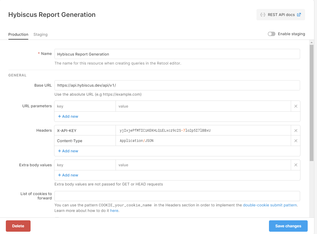 Example of a resource integration with hybiscus api