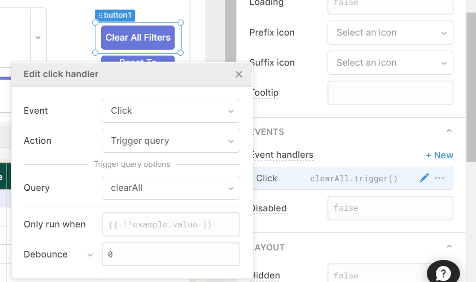 event handler connecting button and JS query