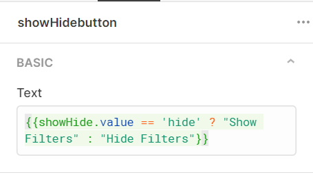 ternary to switch text according to temp state