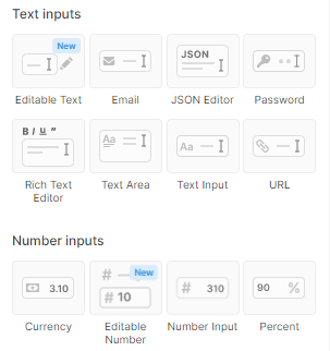 Retool data entry components