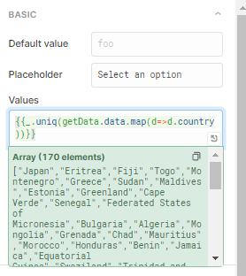 uniq function filtering unique values in backend