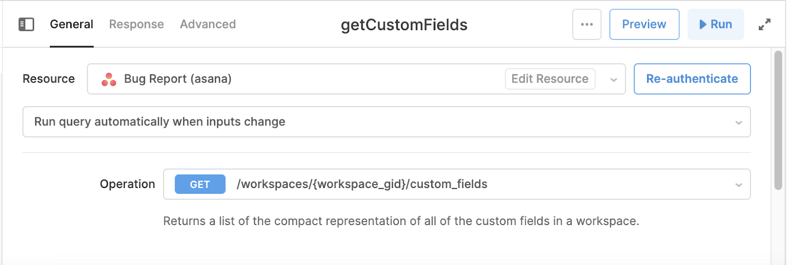 get custom fields query in retool