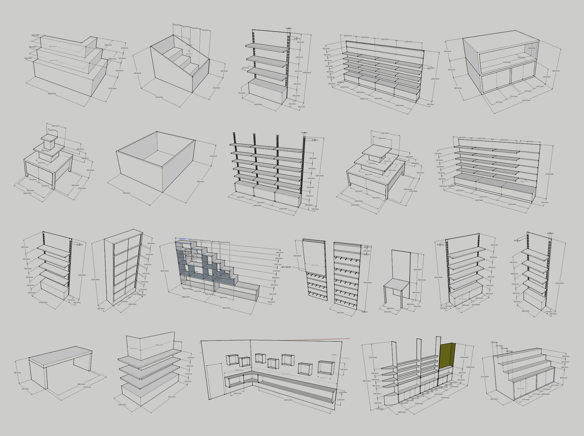 Be Cosy Shelve technical drawing