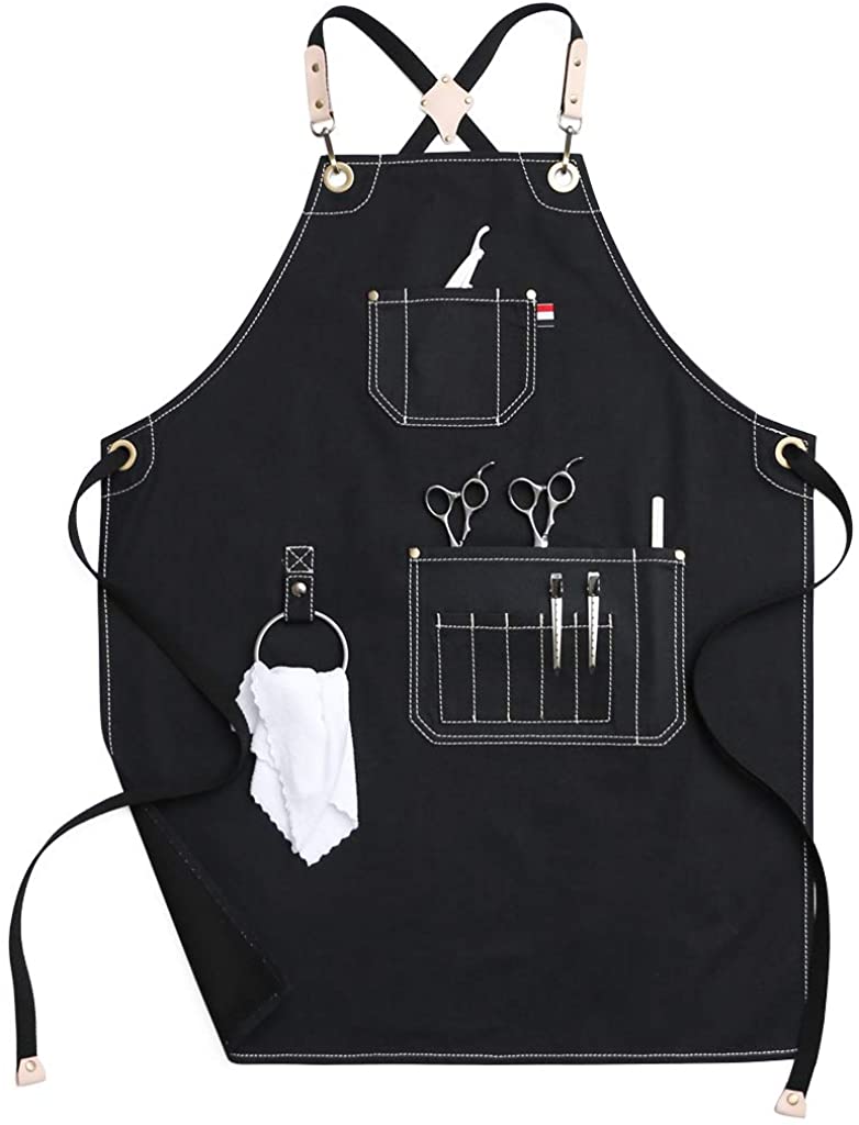 Amazon.com: Jeanerlor - Canvas Work Apron with Pockets Cross Back Straps Design Up to XXXL : Tools & Home Improvement