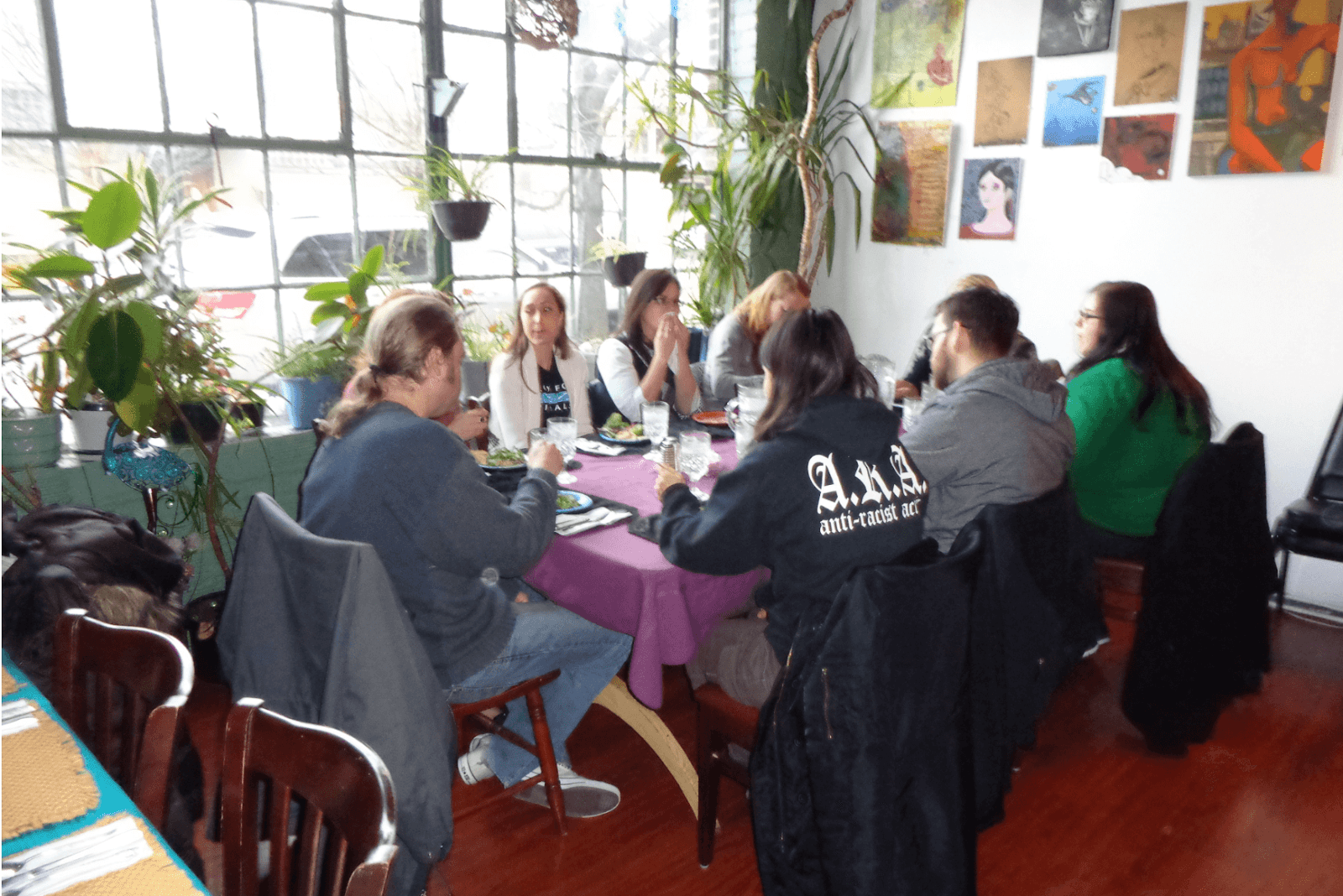 Group sitting at table together