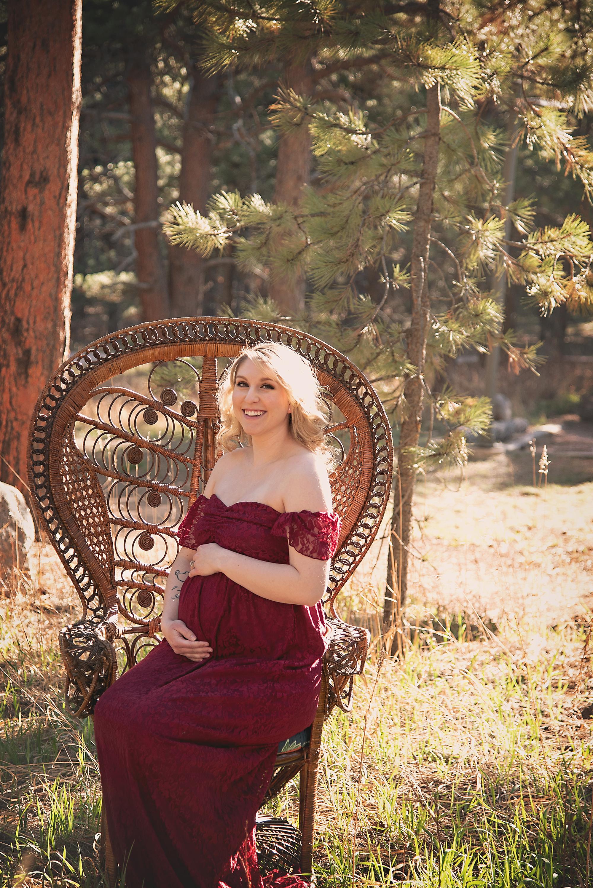 A pregnant woman during her maternity photoshoot