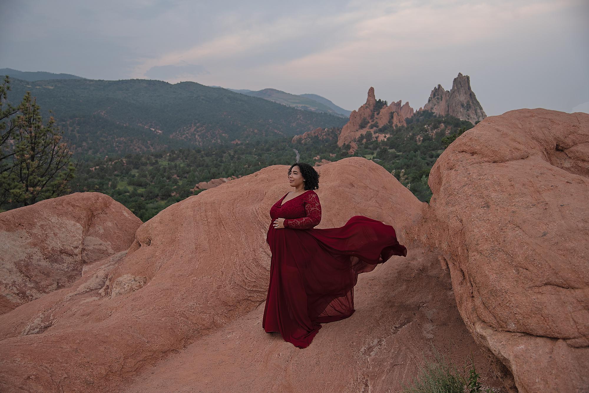 A pregnant woman during her maternity photoshoot