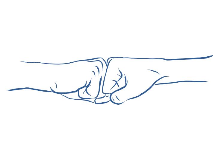 Two hands joined in a fist bump