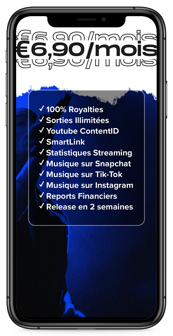 Distribution, dibsteur, gratuit, plateformes de streaming, musique, indépendant, gratuite, 100% royalties, Sorties illimitées, smartilink, Statistiques streaming, reports financiers, release en 2 semaines, release rapide, musique sur réseaux sociaux, instagram, tiktok, snapchat, 6,90€
