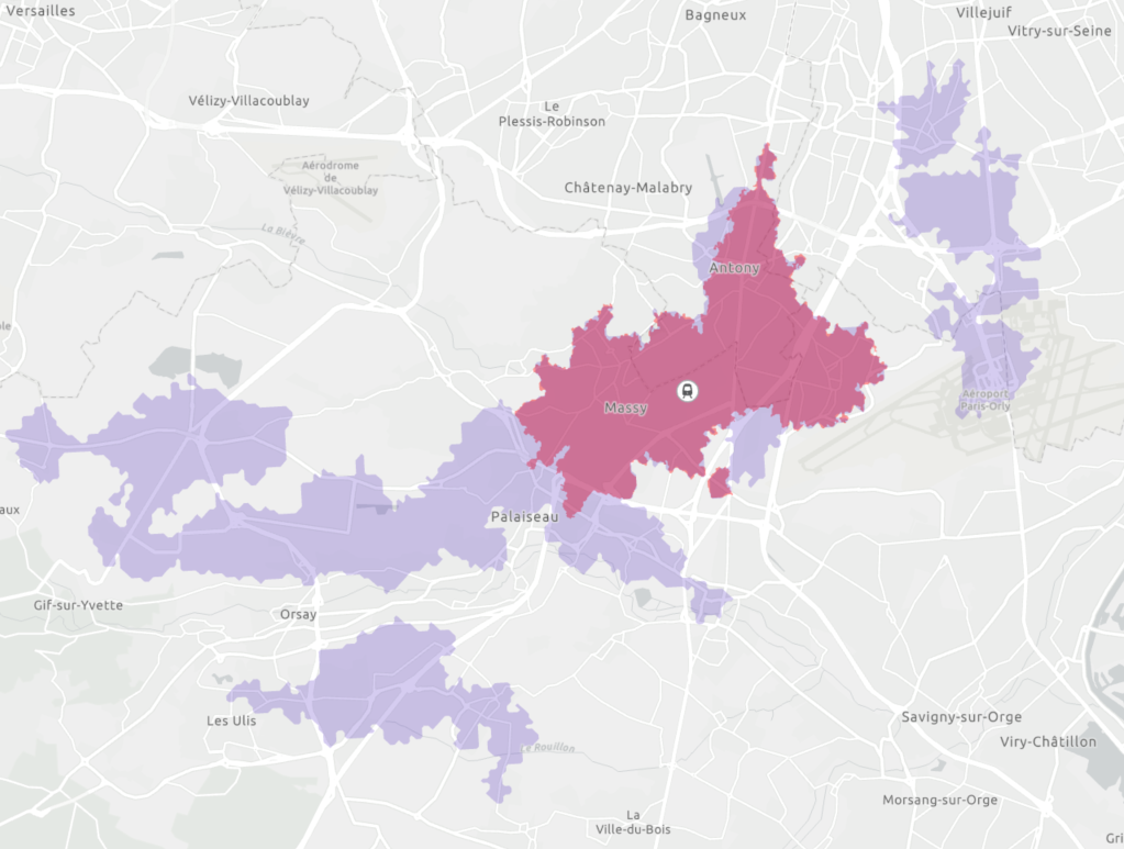 30 minute travel time from Massy Opera station